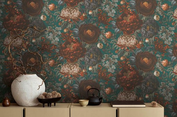 Vliestapete Michalsky Floral Orange Grün Grau 39979-3 Zimmer