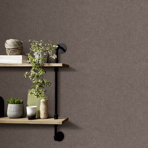 Non-woven wallpaper plain plaster look brown 10430-11