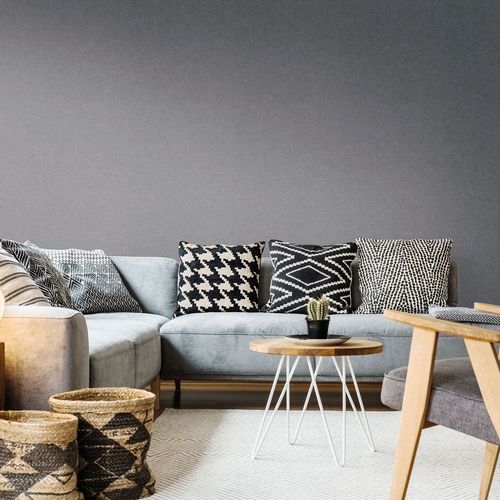 Non-woven wallpaper plain plaster look anthracite 10430-34