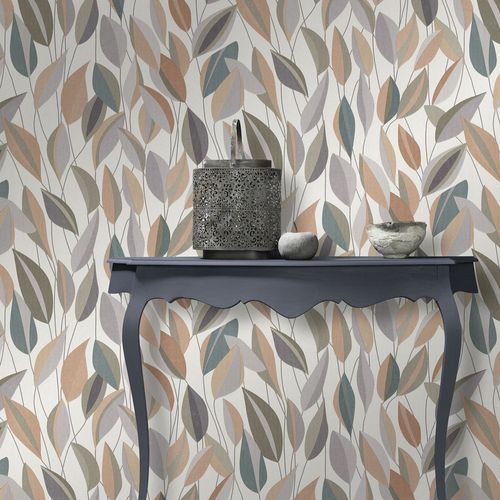 Vliestapete Grafik Blätter Grau Beige Grün 10431-07 Zimmer