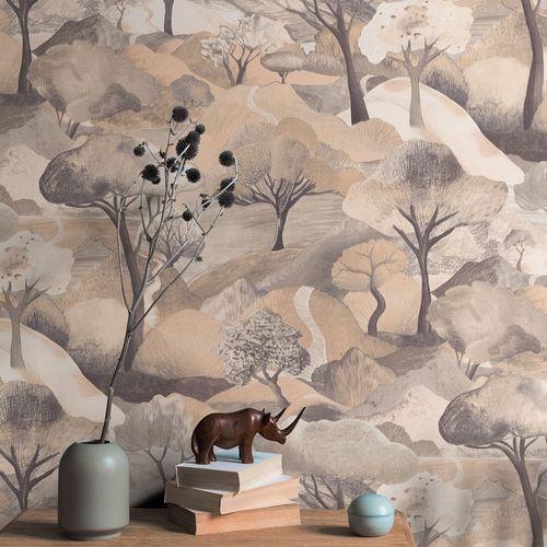 Vliestapete Wald Bäume Asien Braun Beige 10433-32 Zimmer