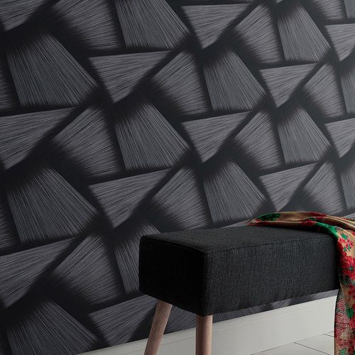 Non-woven wallpaper graphic black silver metallic 10401-15
