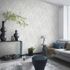 Non-woven wallpaper floral white cream metallic 10402-01 1