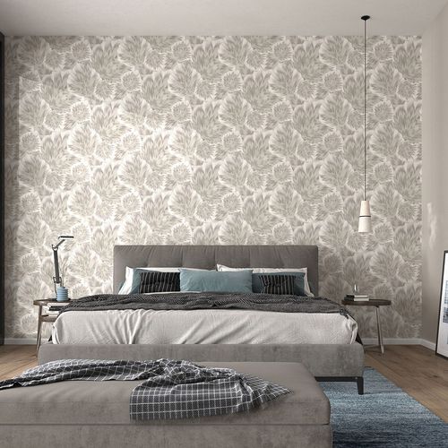 Non-woven wallpaper floral brown grey metallic 10402-37