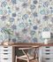 Vliestapete Blüten Aquarell Weiß Grau Blau 39695-3 Zimmer 6