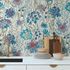 Vliestapete Blüten Aquarell Weiß Grau Blau 39695-3 Wohnzimmer 1