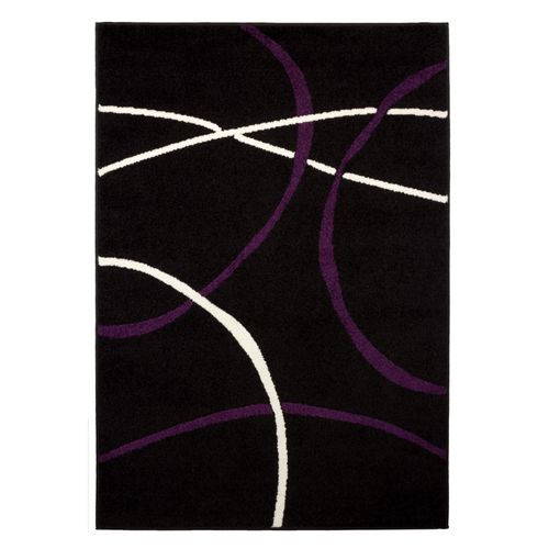 Carpet Milano woven carpet lines pattern black purple