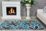 Carpet Milano woven carpet flowers pattern blue gray 3