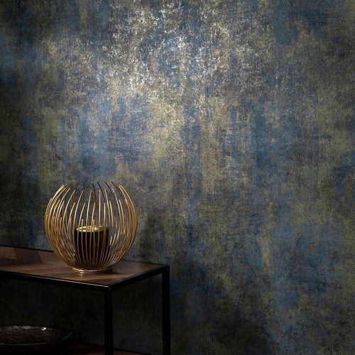 Vliestapete Elle Putz Optik Blau Gold Metallic 10438-08 Zimmer