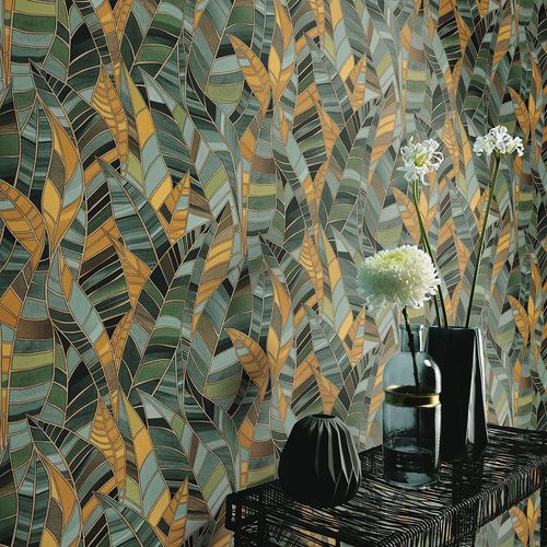 Vliestapete Elle Floral Grün Gelb Gold Metallic 10446-19 Zimmer
