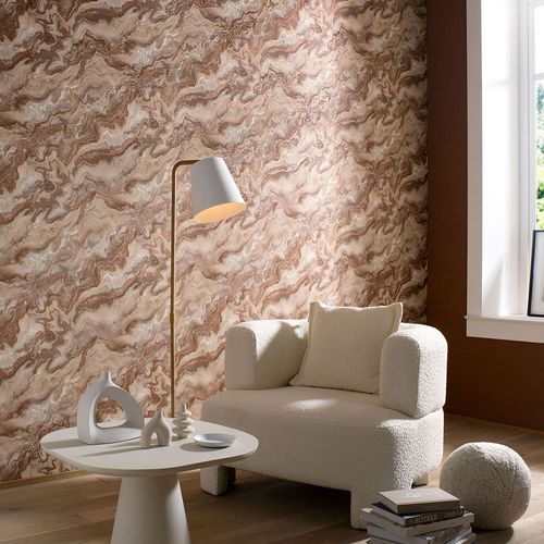 Vliestapete Elle Wellen Braun Kupfer Metallic 10447-13 Raum