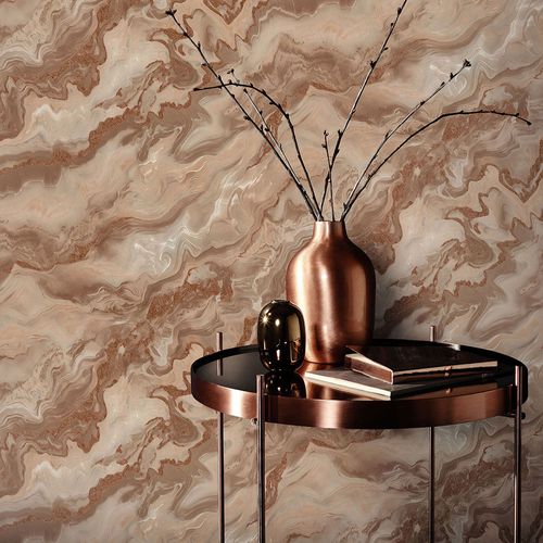 Vliestapete Elle Wellen Braun Kupfer Metallic 10447-13 Raum
