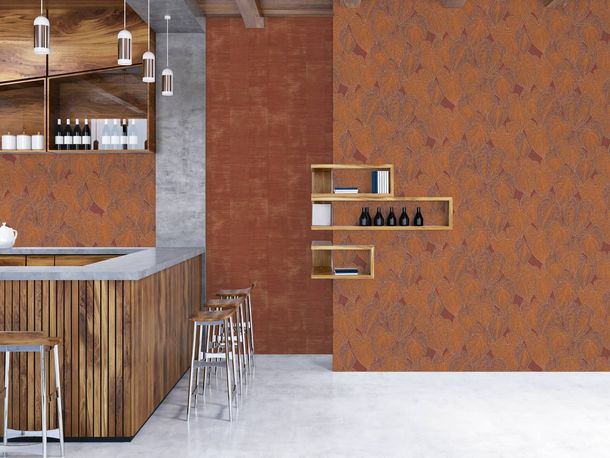 Wallpaper Daniel Hechter Tropics Orange Bronze Metallic