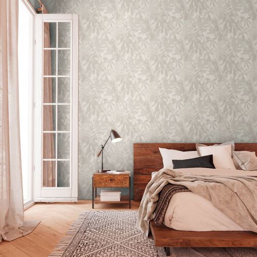 Vliestapete Daniel Hechter Blattmuster Beige Grau Zimmer