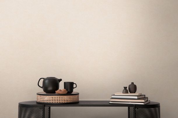 Non-woven wallpaper modern plain cream beige 39341-6
