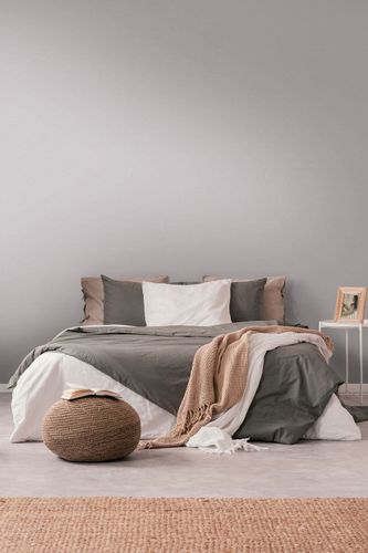 Non-woven wallpaper linen look plain grey 3957-40