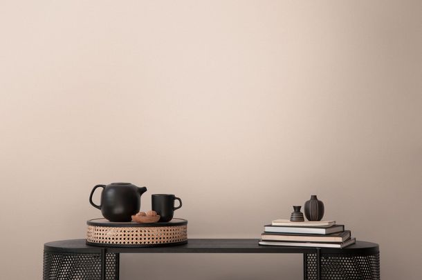 Non-woven wallpaper linen look plain cream beige 3957-57