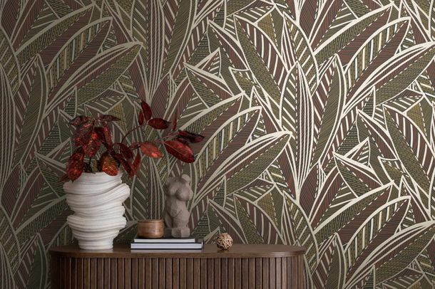 Non-woven wallpaper jungle black brown metallic 39933-1
