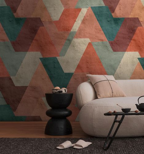 Photo wallpaper graphic pattern retro orange green 39837-1