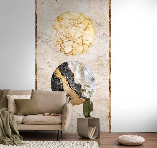Photo wallpaper marble stone look beige grey gold 39850-1