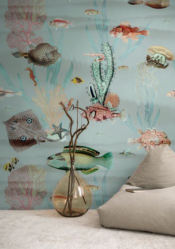 Fototapete Fische Unterwasser Blau Bunt 39872-1 Raum
