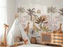 Fototapete Safari Palmen Tiere Grau Beige Bunt 39875-1 Raum 1