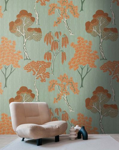 Photo Wallpaper Trees Leaves Abstract Green Orange 39887-1
