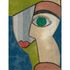 Fototapete Kunst Gesicht Stoffoptik Blau Grün 39890-1 2