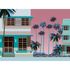 Fototapete Häuser Palmen Florida Blau Pink 39893-1 2