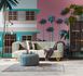 Fototapete Häuser Palmen Florida Blau Pink 39893-1 Raum 1