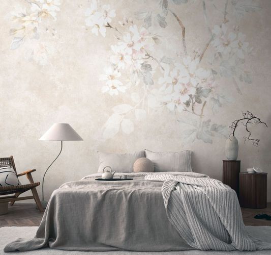 Fototapete Floral Used-Look Beige Creme 39919-1 Raum