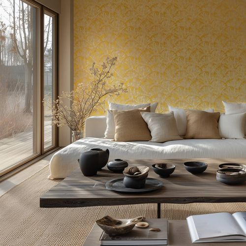 Vliestapete Grafisch Fächer Beige Gold Metallic 78198-4 Zimmer