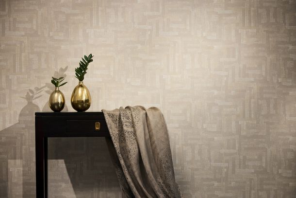 Vliestapete Ethno Textiloptik Beige Creme 78204-1 Zimmer