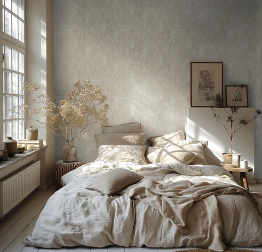 Non-woven wallpaper concrete look grey metallic 78629-1