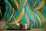 Vliestapete Floral Abstrakt Grün Kupfer Metallic 78655-1 Raum 1