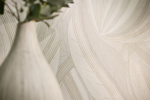 Vliestapete Floral Abstrakt Creme Beige Metallic 78655-4 Zimmer