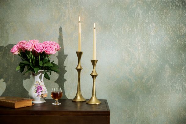 Vliestapete Ornamente Grün Gold Metallic 78672-5 Raum