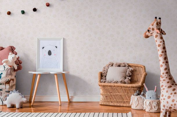 Non-woven wallpaper kids graphic circles beige pink 77139-3