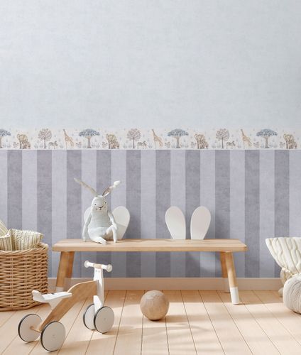 Border non-woven kids animals savannah cream grey 77177-1