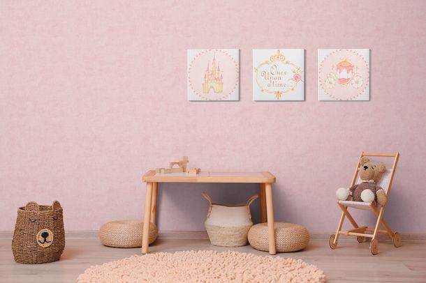 Non-woven wallpaper kids plain textile look pink 77178-4