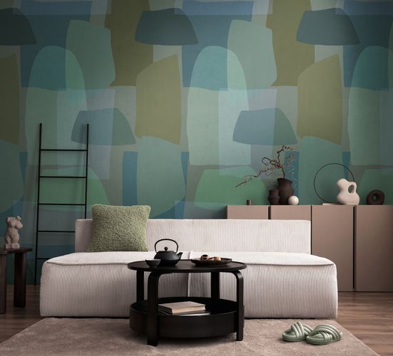 Photo wallpaper abstract modern green blue 78206-3