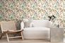 Non-woven wallpaper flowers leaves cream colourful 78211-1 1