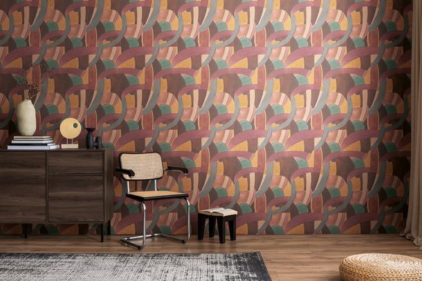 Non-woven wallpaper art abstract red blue 78214-1