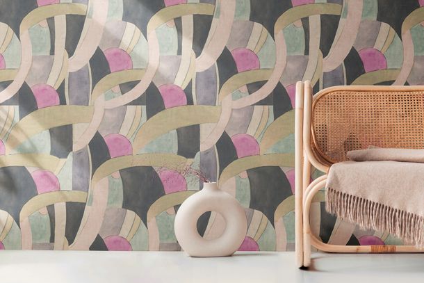 Non-woven wallpaper art abstract beige grey 78214-2