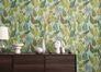 Non-woven wallpaper leaf pattern jungle green blue 78219-1 1