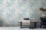 Non-woven wallpaper leaf pattern tendrils grey blue 78223-4 5