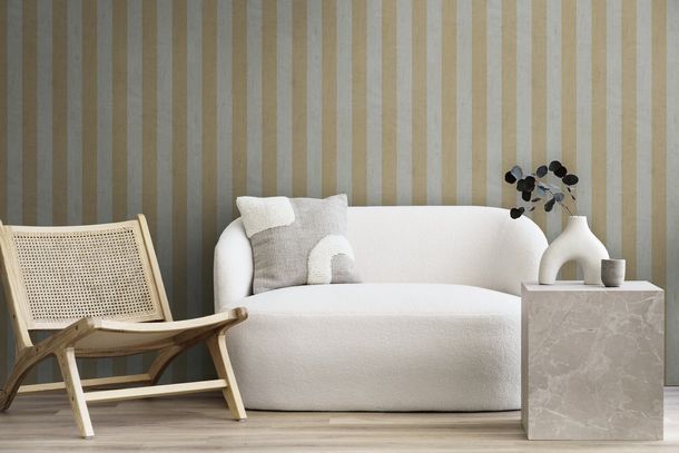 Non-woven wallpaper stripes pattern grey brown 78226-2