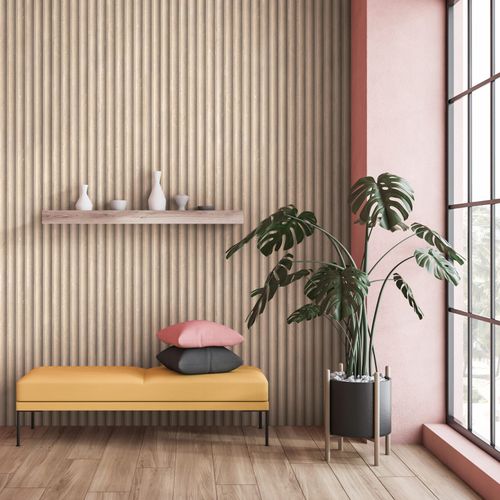 Non-woven wallpaper wall panels look brown grey 81694