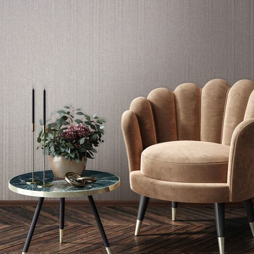 Non-woven wallpaper lines pattern beige grey metallic 82444