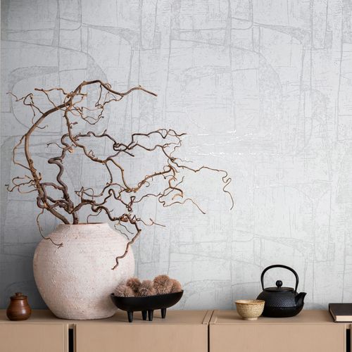 Non-woven wallpaper abstract grey cream silver 82451
